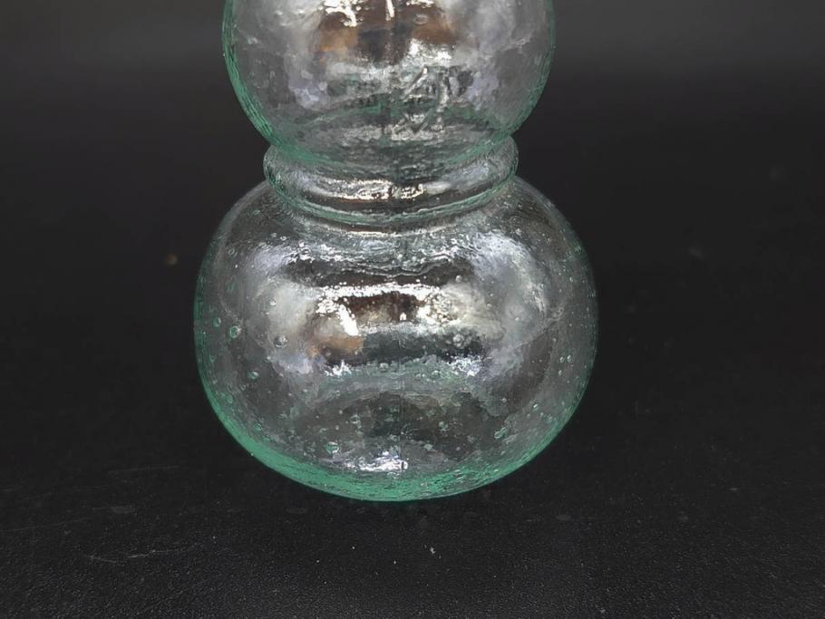 戦前　当時物　瓢箪型　気泡や絶妙なフォルムが味わいのあるニッキ水瓶5個セット(豆ガラス、ちびニッキ水、ガラス容器、駄菓子屋ビン、ペロペロ、レトロガラス、一輪挿し、ひょうたん)(R-077065)