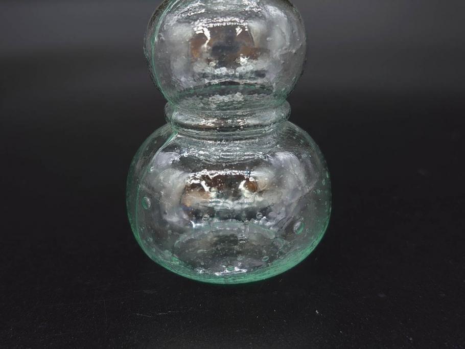 戦前　当時物　瓢箪型　気泡や絶妙なフォルムが味わいのあるニッキ水瓶5個セット(豆ガラス、ちびニッキ水、ガラス容器、駄菓子屋ビン、ペロペロ、レトロガラス、一輪挿し、ひょうたん)(R-077065)