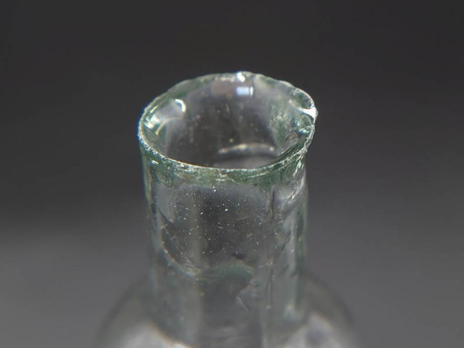 戦前　当時物　瓢箪型　気泡や絶妙なフォルムが味わいのあるニッキ水瓶5個セット(豆ガラス、ちびニッキ水、ガラス容器、駄菓子屋ビン、ペロペロ、レトロガラス、一輪挿し、ひょうたん)(R-077065)