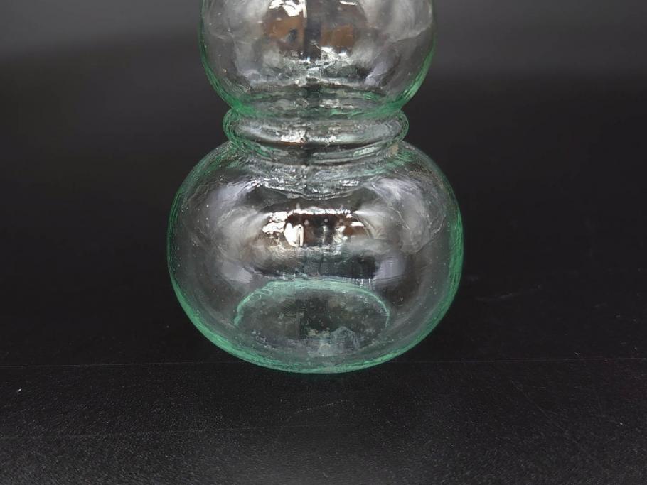 戦前　当時物　瓢箪型　気泡や絶妙なフォルムが味わいのあるニッキ水瓶5個セット(豆ガラス、ちびニッキ水、ガラス容器、駄菓子屋ビン、ペロペロ、レトロガラス、一輪挿し、ひょうたん)(R-077065)