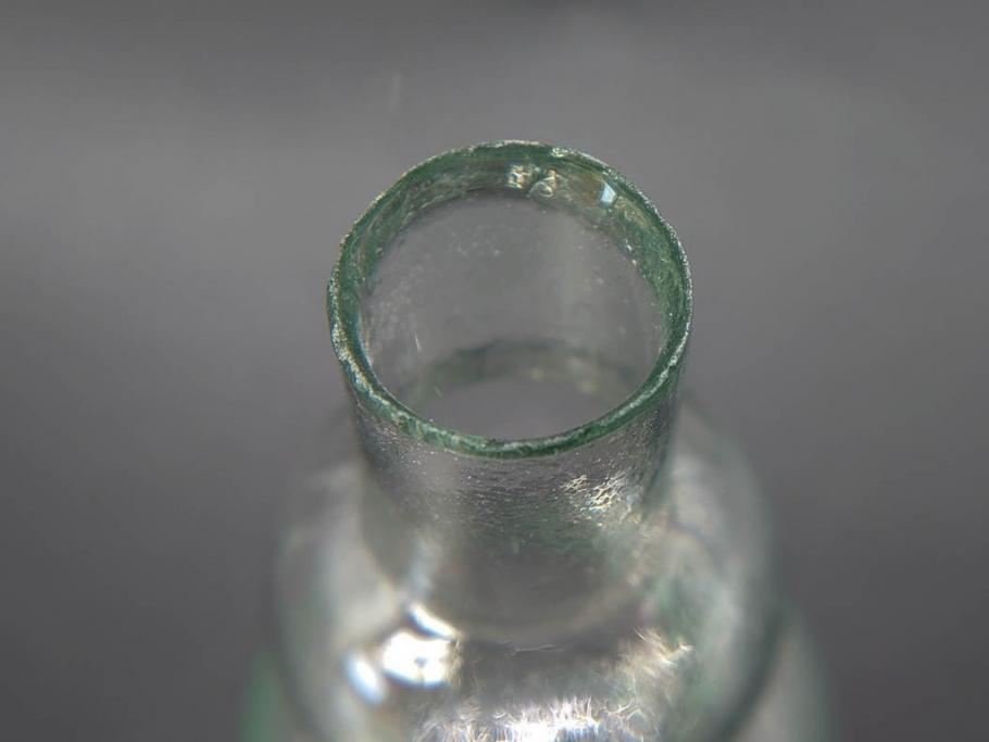 戦前　当時物　瓢箪型　気泡や絶妙なフォルムが味わいのあるニッキ水瓶5個セット(豆ガラス、ちびニッキ水、ガラス容器、駄菓子屋ビン、ペロペロ、レトロガラス、一輪挿し、ひょうたん)(R-077065)