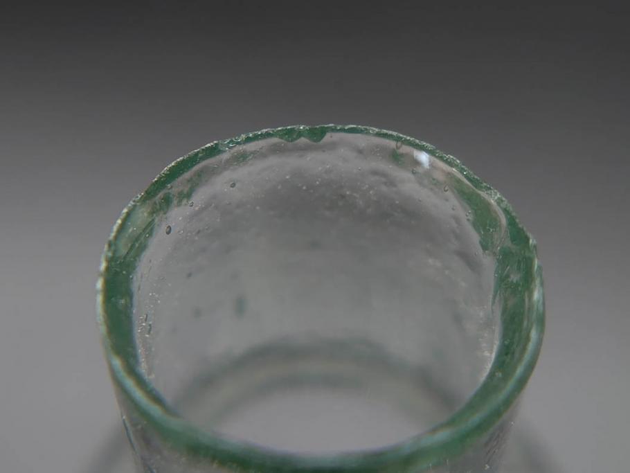戦前　当時物　瓢箪型　気泡や絶妙なフォルムが味わいのあるニッキ水瓶5個セット(豆ガラス、ちびニッキ水、ガラス容器、駄菓子屋ビン、ペロペロ、レトロガラス、一輪挿し、ひょうたん)(R-077065)