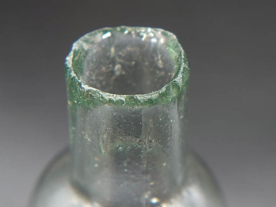 戦前　当時物　瓢箪型　気泡や絶妙なフォルムが味わいのあるニッキ水瓶5個セット(豆ガラス、ちびニッキ水、ガラス容器、駄菓子屋ビン、ペロペロ、レトロガラス、一輪挿し、ひょうたん)(R-077065)