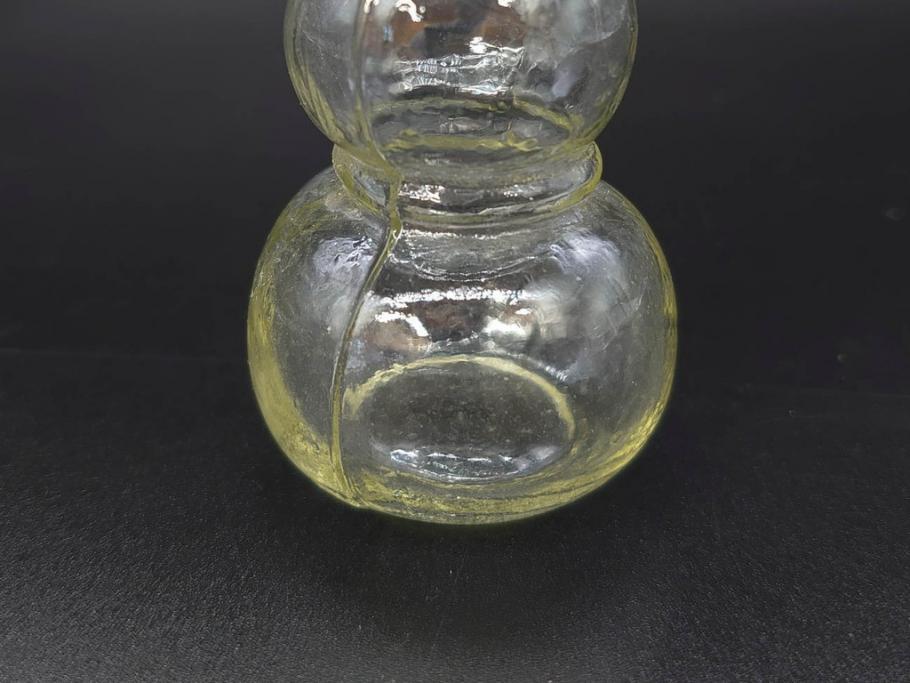 戦前　当時物　瓢箪型　気泡や絶妙なフォルムが味わいのあるニッキ水瓶5個セット(豆ガラス、ちびニッキ水、ガラス容器、駄菓子屋ビン、ペロペロ、レトロガラス、一輪挿し、ひょうたん)(R-077066)