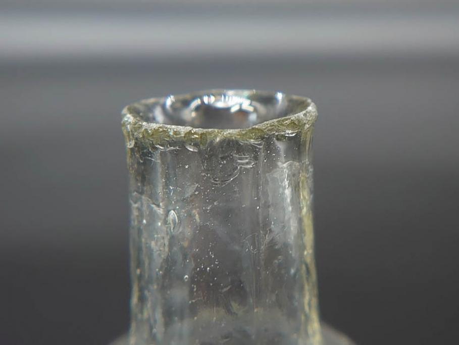 戦前　当時物　瓢箪型　気泡や絶妙なフォルムが味わいのあるニッキ水瓶5個セット(豆ガラス、ちびニッキ水、ガラス容器、駄菓子屋ビン、ペロペロ、レトロガラス、一輪挿し、ひょうたん)(R-077066)