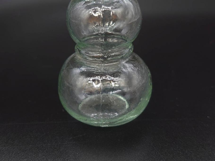 戦前　当時物　瓢箪型　気泡や絶妙なフォルムが味わいのあるニッキ水瓶5個セット(豆ガラス、ちびニッキ水、ガラス容器、駄菓子屋ビン、ペロペロ、レトロガラス、一輪挿し、ひょうたん)(R-077066)