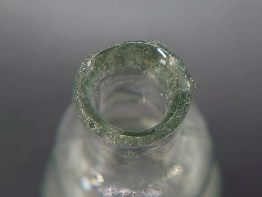 戦前　当時物　瓢箪型　気泡や絶妙なフォルムが味わいのあるニッキ水瓶5個セット(豆ガラス、ちびニッキ水、ガラス容器、駄菓子屋ビン、ペロペロ、レトロガラス、一輪挿し、ひょうたん)(R-077066)