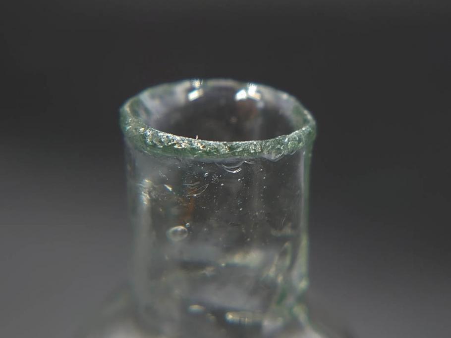 戦前　当時物　瓢箪型　気泡や絶妙なフォルムが味わいのあるニッキ水瓶5個セット(豆ガラス、ちびニッキ水、ガラス容器、駄菓子屋ビン、ペロペロ、レトロガラス、一輪挿し、ひょうたん)(R-077066)