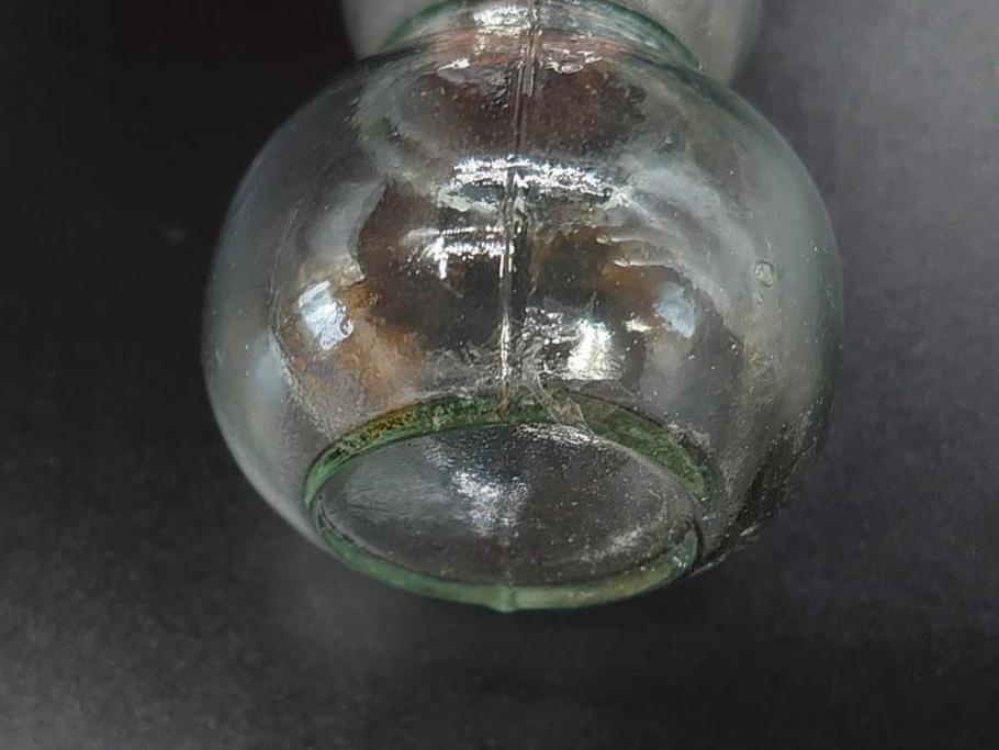 戦前　当時物　瓢箪型　気泡や絶妙なフォルムが味わいのあるニッキ水瓶5個セット(豆ガラス、ちびニッキ水、ガラス容器、駄菓子屋ビン、ペロペロ、レトロガラス、一輪挿し、ひょうたん)(R-077066)