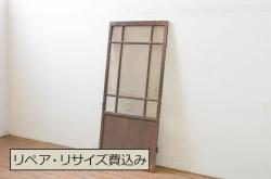 アンティーク建具　上手物!!　富山産　総欅(ケヤキ)材　裏側まで漆塗りの格子蔵戸1枚(引き戸、玄関戸、格子戸)(R-080225)