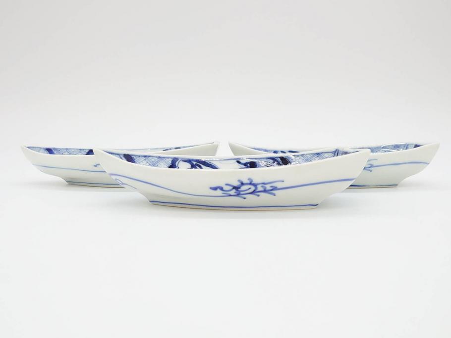 明治〜大正 伊万里 染付 瑞祥堂 約18cm 5.7寸 珍しい形と繊細な