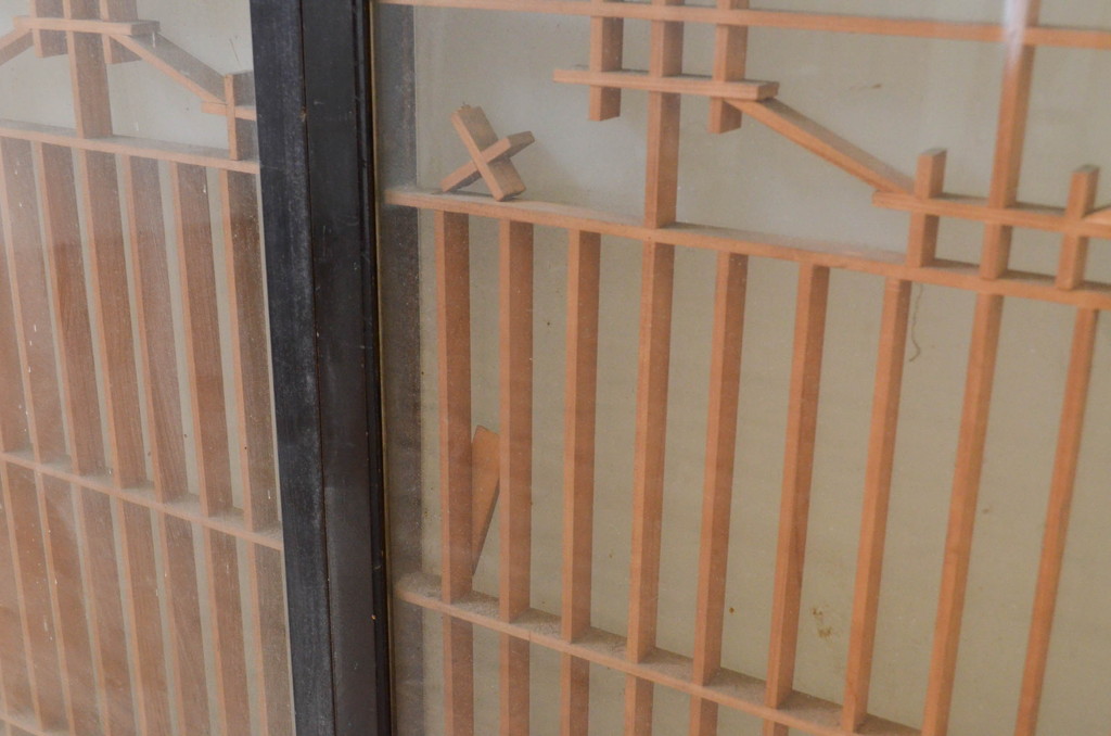 ビンテージ建具　両面ガラス　和モダンな雰囲気づくりにおすすめの書院戸2枚セット(窓、組子、引き戸、ガラス戸、ヴィンテージ)(R-068843)