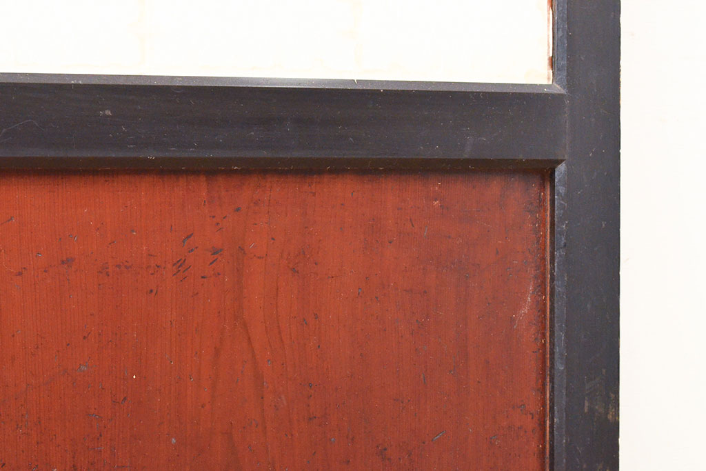 アンティーク建具　ツートンカラー　上質な和の空間づくりにおすすめの障子帯戸1枚(引き戸、板戸、建具)(R-050564)