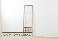 アンティーク建具　希少デザイン!!　松材　和モダンな鉄格子蔵戸1枚(引き戸、玄関戸)(R-080232)