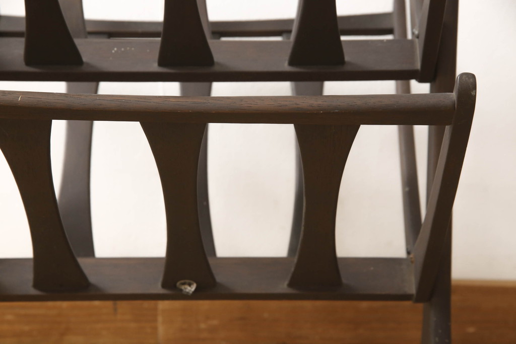 和製ビンテージ　希少　オールドマルニ(maruni)(マルニ木工)　シンプルなデザインの折り畳みマガジンラック(本立て、収納、ヴィンテージ)(R-063994)
