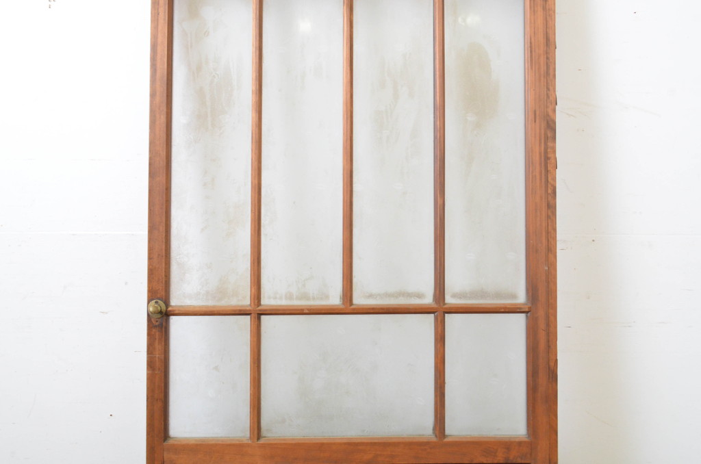 アンティーク建具　大正ロマン溢れるお洒落なガラス扉1枚(ドア、木製扉)(R-062968)