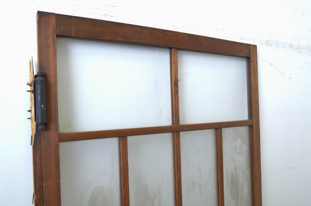 アンティーク建具　大正ロマン溢れるお洒落なガラス扉1枚(ドア、木製扉)(R-062968)