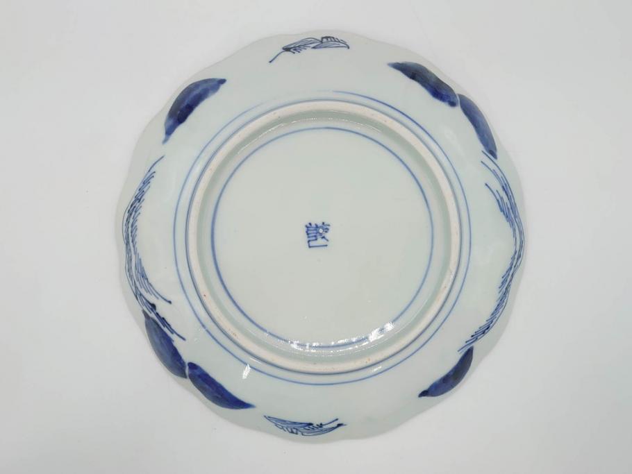 上手物　江戸後期　染付　山水図　約22cm　7寸　金の縁がアクセントになる上品な雰囲気溢れる中皿2枚セット(和皿、和食器、七寸)(R-071490)