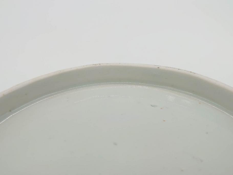 上手物　江戸後期　染付　山水図　約22cm　7寸　金の縁がアクセントになる上品な雰囲気溢れる中皿3枚セット(和皿、和食器、七寸)(R-071492)