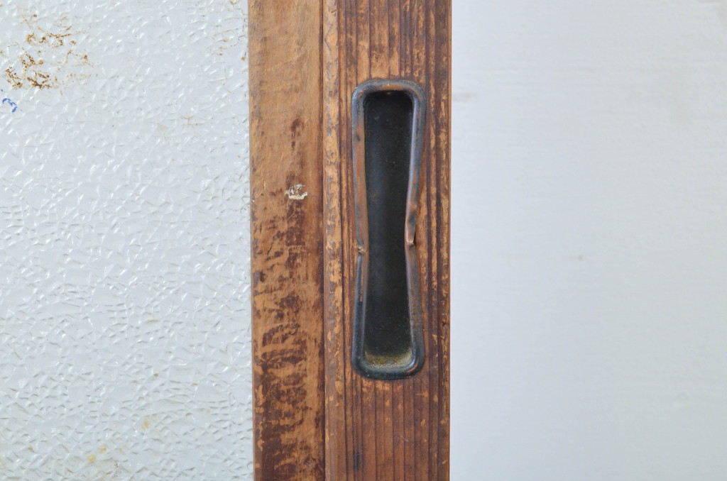 アンティーク建具　落ち着きのある和を演出する障子戸2枚セット(引き戸、ガラス帯戸)(R-063747)