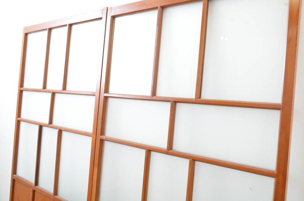 あなたにおすすめの商品 アンティーク建具 大正ロマン溢れるお洒落なガラス戸2枚セット 建具