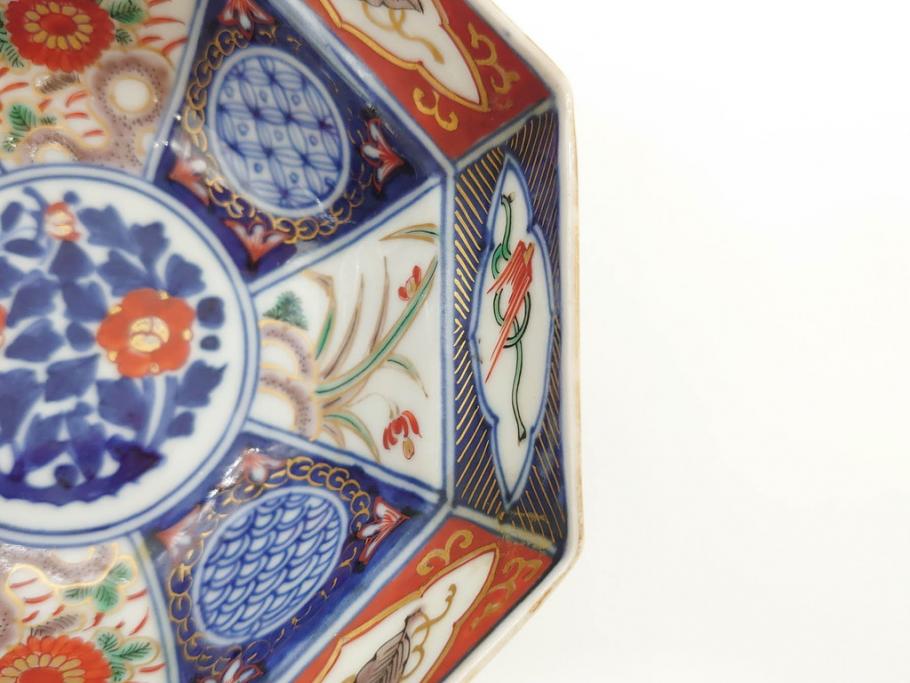江戸期 大明成化年製 古伊万里 五客一組 金襴手染錦 色絵 小皿