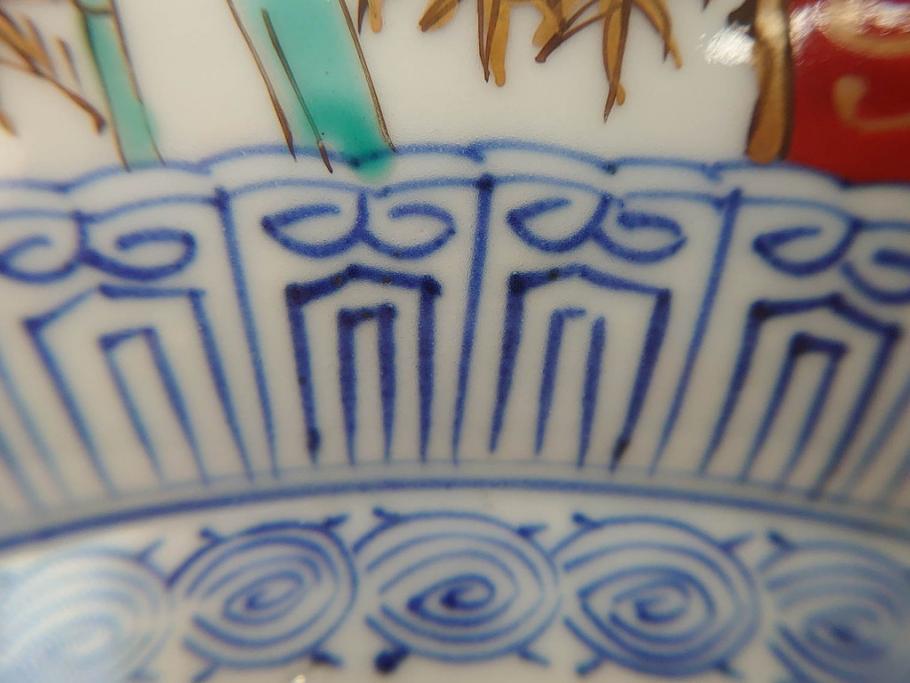 江戸後期 古伊万里 錦手 金彩 色絵 窓絵 鶴に仙人図 約28cm 9寸 江戸後期 古伊万里 錦手 金彩 色絵 窓絵 鶴に仙人図 約28cm 9寸