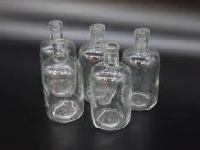 大正〜昭和初期　様々な用途に使える小瓶5個セット(気泡、ガラスビン、硝子、ボトル、薬瓶、花瓶、花入れ、花器)(R-077074)
