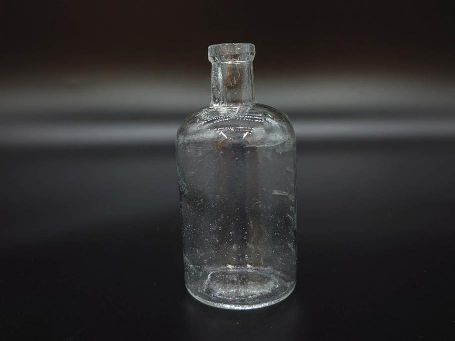 大正〜昭和初期　様々な用途に使える小瓶5個セット(気泡、ガラスビン、硝子、ボトル、薬瓶、花瓶、花入れ、花器)(R-077083)