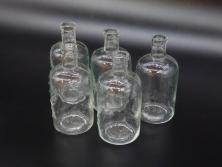 大正〜昭和初期　様々な用途に使える小瓶5個セット(気泡、ガラスビン、硝子、ボトル、薬瓶、花瓶、花入れ、花器)(R-077084)
