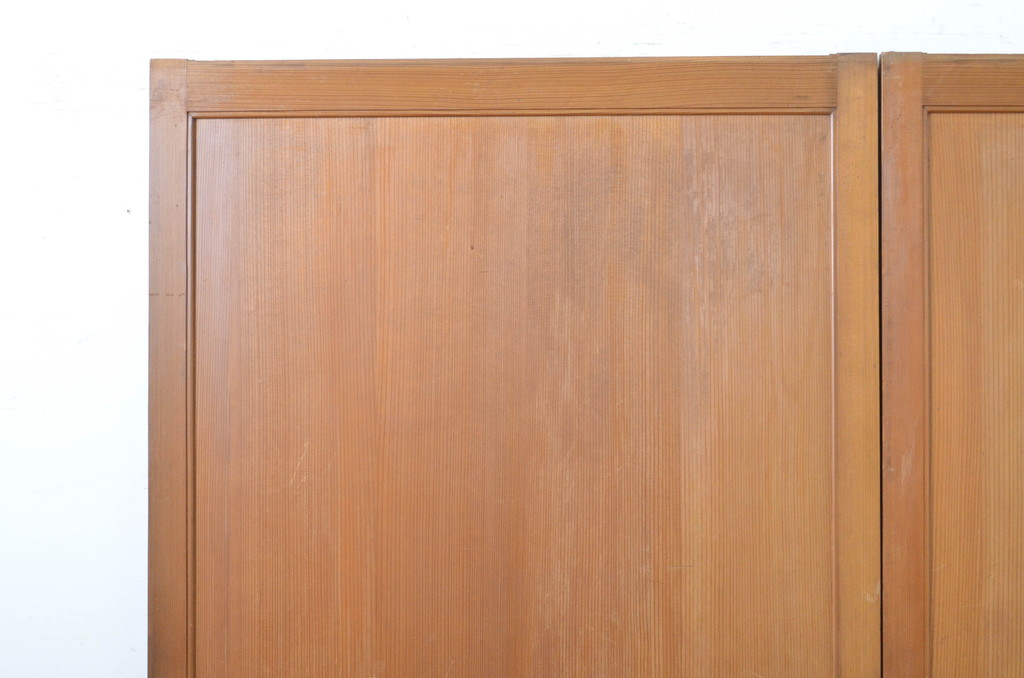 アンティーク建具　柾目の美しい板戸2枚セット(帯戸、引き戸)(R-064048)