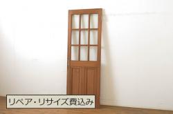 アンティーク建具　総欅(ケヤキ)材　古き良き時代の趣が感じられる板戸窓2枚セット(引き戸)(R-067569)