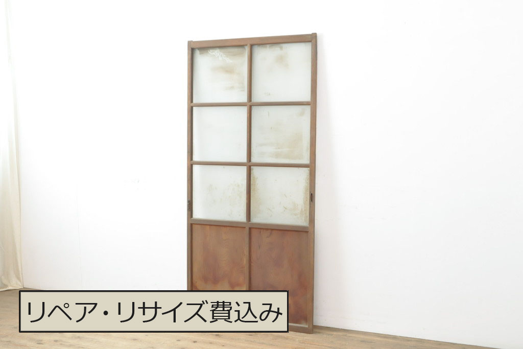 アンティーク建具　レトロな佇まいが魅力的なガラス戸1枚(引き戸、建具)(R-054008)