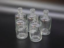 大正〜昭和初期　様々な用途に使える小瓶5個セット(気泡、ガラスビン、硝子、ボトル、薬瓶、花瓶、花入れ、花器)(R-077085)
