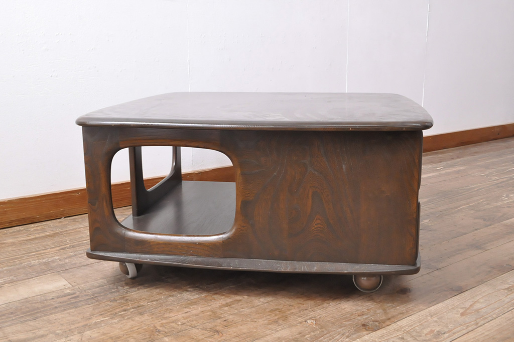 イギリスビンテージ　ERCOL(アーコール)　丸みのあるフォルムが愛らしい、希少なパンドラボックスコーヒーテーブル(センターテーブル、ローテーブル、ヴィンテージ)(R-054074)