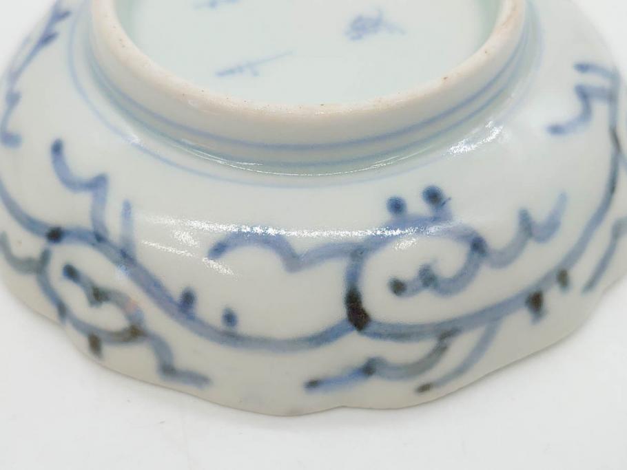 江戸後期 古伊万里 成化年製 微塵唐草文染付 約11cm 3.5寸 繊細