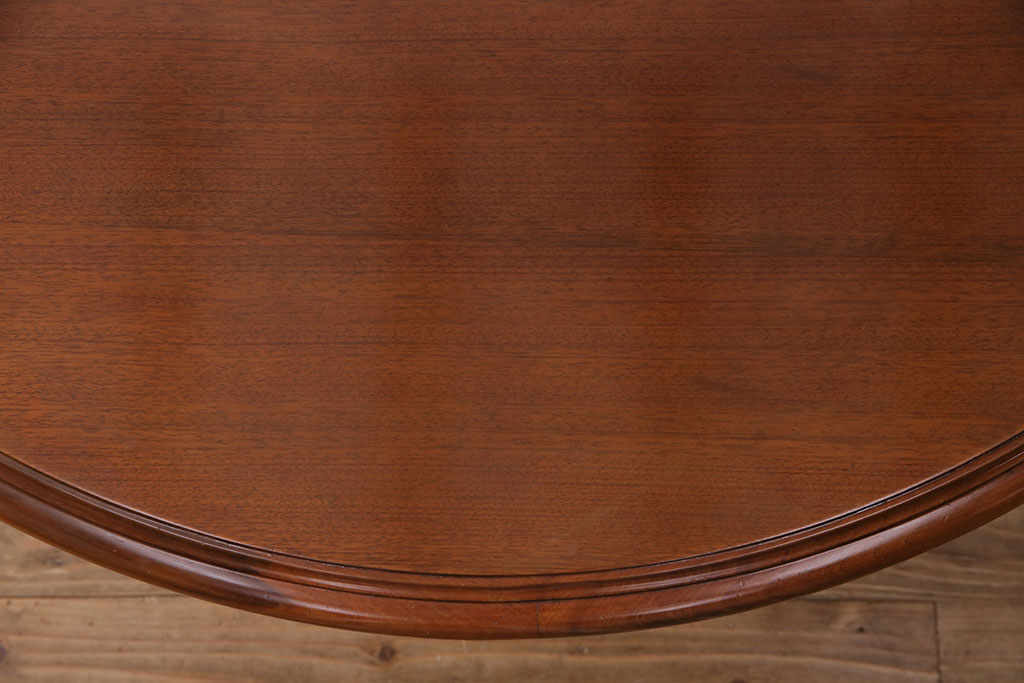 和製ヴィンテージ　ガラス天板付きが嬉しい!品のある佇まいが魅力のラウンドテーブル(ダイニングテーブル、丸テーブル、ビンテージ)(R-048584)