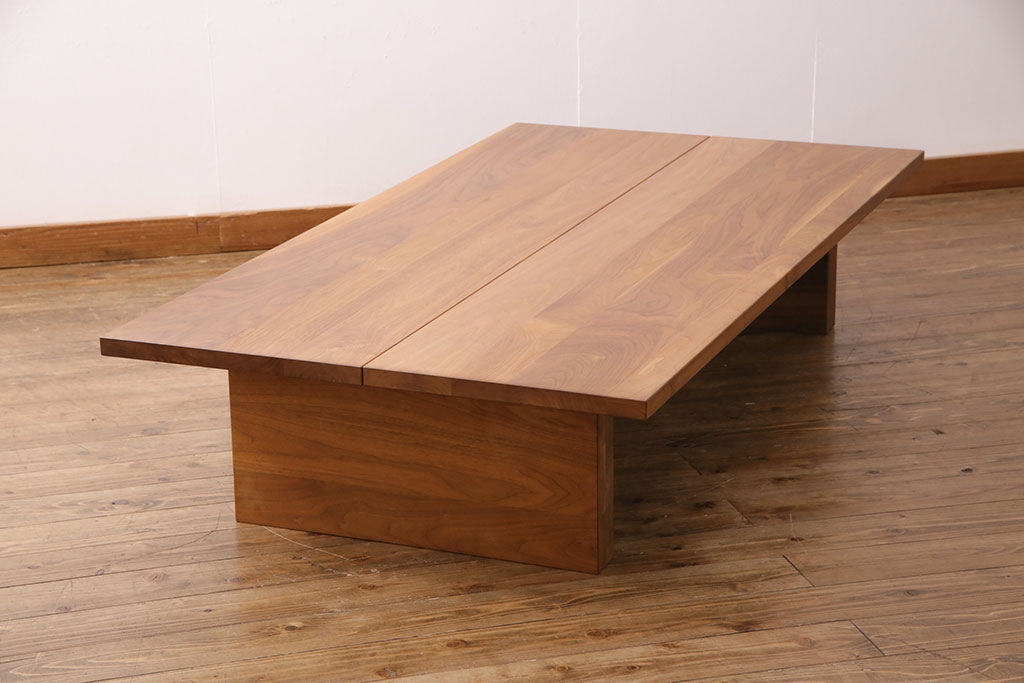 中古 ウォールナット無垢材 木の質感そのまま!ぬくもりを感じられるローテーブル(座卓、作業台)(R-048485) | ラフジュ工房