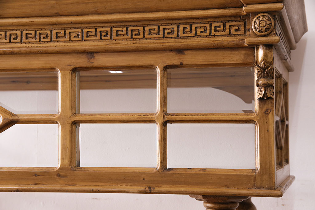 中古　パイン材の温もり溢れるカントリー調バーカウンター(収納棚、飾り棚、キャビネット)(R-047207)