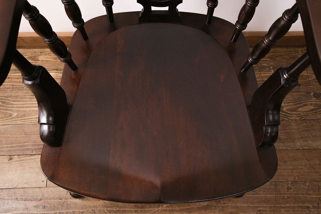 中古　松本民芸家具　存在感のあるホイールデザインが格好良い大キャプテンチェア(椅子、アームチェア、ウィンザーチェア、ウインザーチェア)(定価約26万円)(R-049011)