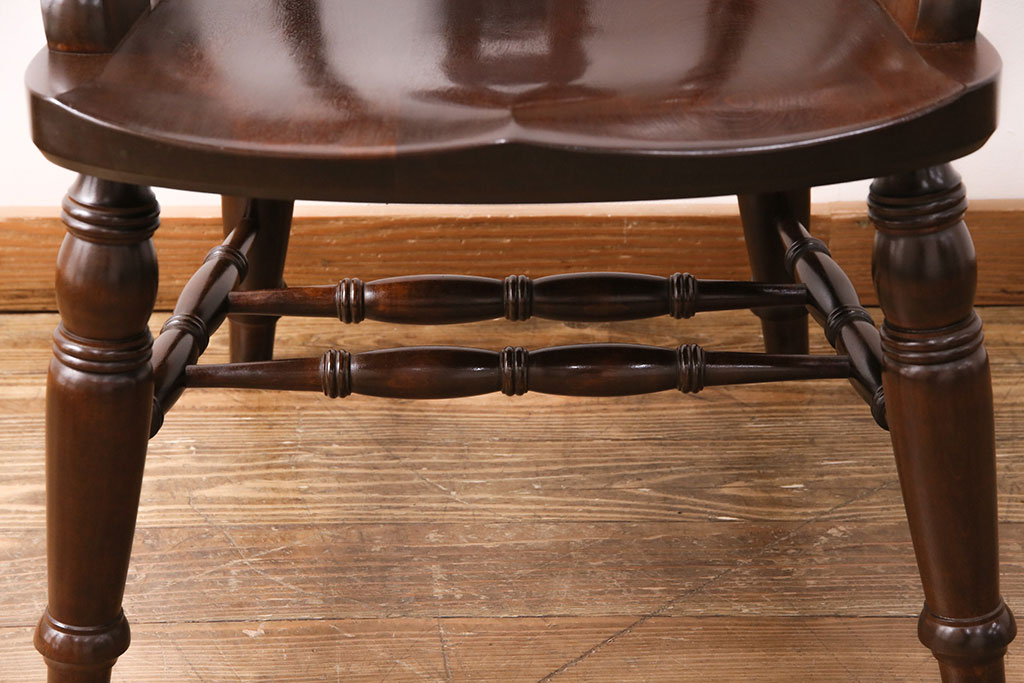 中古　松本民芸家具　存在感のあるホイールデザインが格好良い大キャプテンチェア(椅子、アームチェア、ウィンザーチェア、ウインザーチェア)(定価約26万円)(R-049012)
