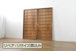 ビンテージ建具　両面ガラス　鶴に雲の図　落ち着いた和の空間を演出するガラス欄間1枚(明り取り、明かり取り)(R-080578)