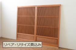 アンティーク建具　大正ロマン　ノスタルジックな雰囲気を演出する両面面取り加工の幅狭ガラス戸3枚セット(引き戸)(R-066738)