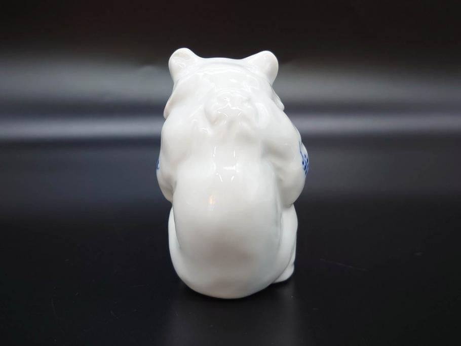 デンマーク　ROYAL COPENHAGEN(ロイヤルコペンハーゲン)　ブルーフルーテッド　プレイン　繊細に描かれた模様が上品なソルト&ペッパー・フィギュリン2点セット(塩胡椒入れ、調味料、置物、眠り猫、キャット、熊、ベア)(R-078343)