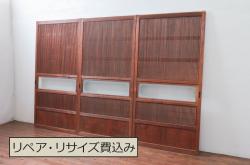 和製アンティーク　希少品!一枚の絵画のようなデザインが魅力的なステンドグラス窓2枚セット(建具、引き戸、明り取り)(R-051253)