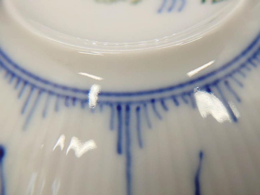 デンマーク　ROYAL COPENHAGEN(ロイヤルコペンハーゲン)　ブルーフルーテッド　ハーフレース　525　上品なデザインのティーカップ&ソーサー5客セット(洋食器、C&S)(R-078345)