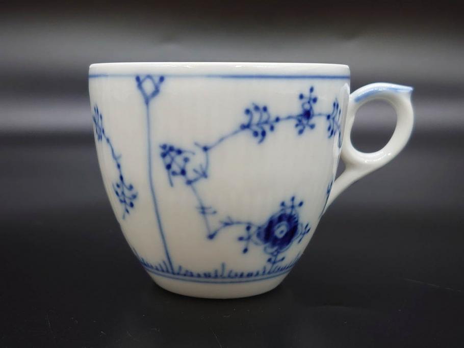 デンマーク　ROYAL COPENHAGEN(ロイヤルコペンハーゲン)　ブルーフルテッド プレイン　繊細な絵付けがエレガントなコーヒーカップ&ソーサー5客セット(洋食器、C&S)(R-078346)