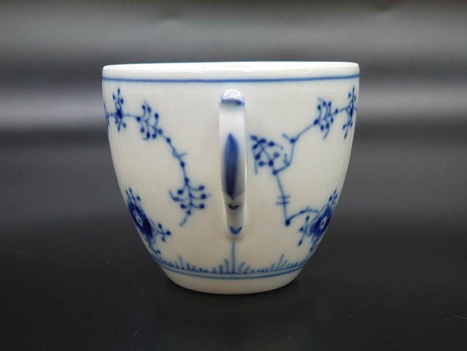 デンマーク　ROYAL COPENHAGEN(ロイヤルコペンハーゲン)　ブルーフルテッド プレイン　繊細な絵付けがエレガントなコーヒーカップ&ソーサー5客セット(洋食器、C&S)(R-078346)
