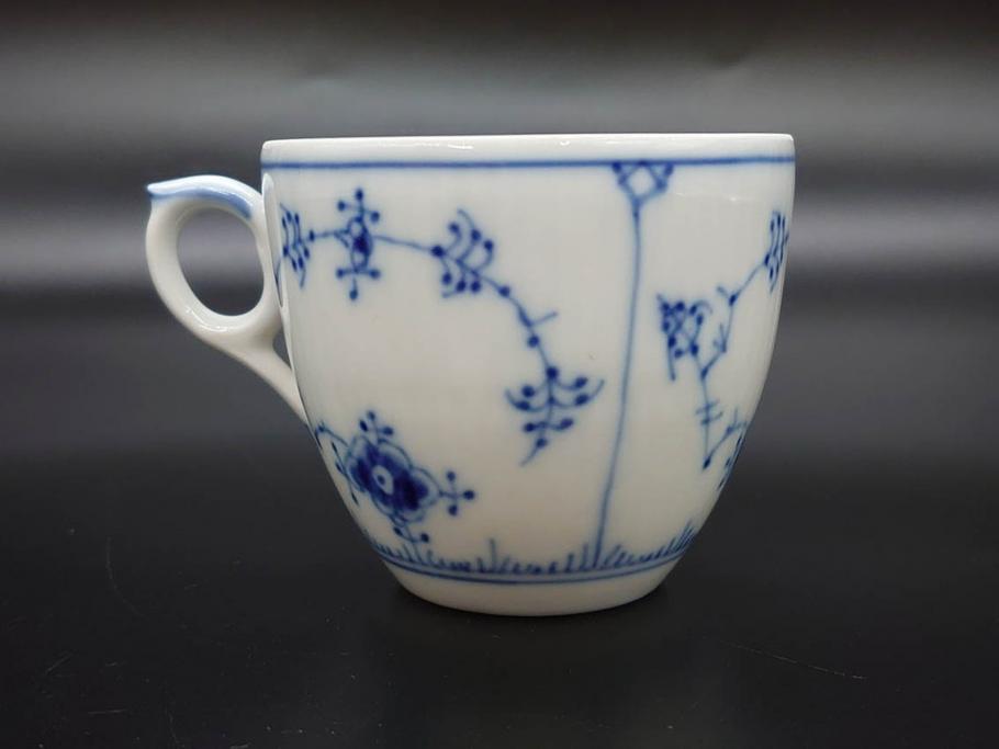 デンマーク　ROYAL COPENHAGEN(ロイヤルコペンハーゲン)　ブルーフルテッド プレイン　繊細な絵付けがエレガントなコーヒーカップ&ソーサー5客セット(洋食器、C&S)(R-078346)
