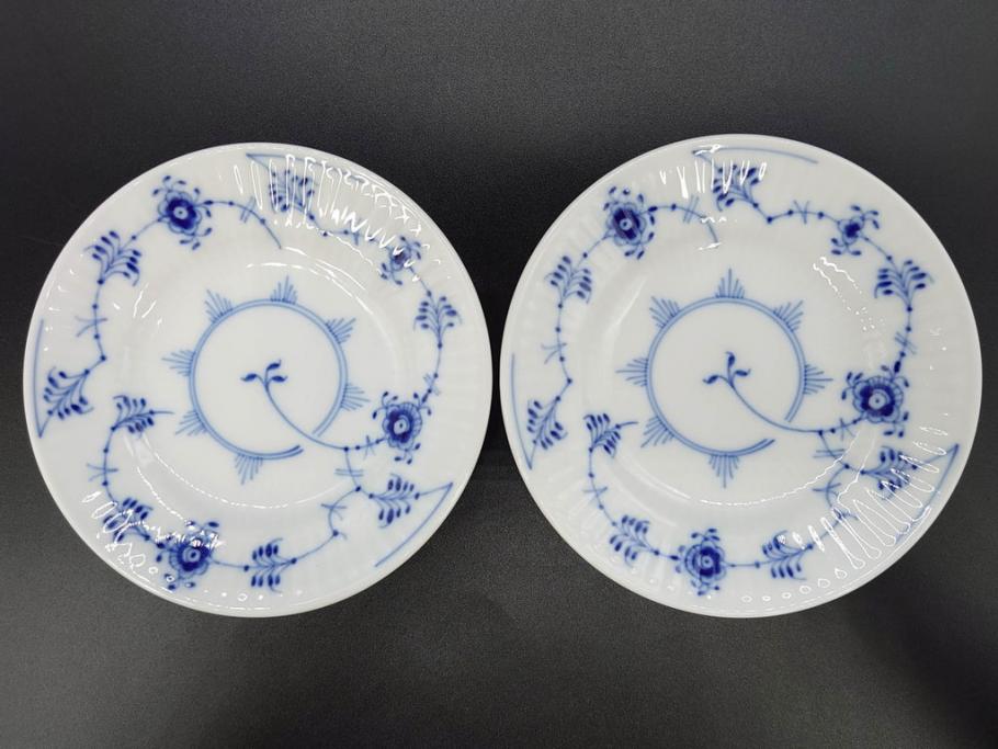 デンマーク　ROYAL COPENHAGEN(ロイヤルコペンハーゲン)　ブルーフルーテッド　プレイン　ブルーコペンハーゲン　様々なシーンに対応できるプレート5枚・シェルディッシュ・ボウルセット(皿、深皿、小皿、変形皿、貝、花柄、洋食器)(R-078347)